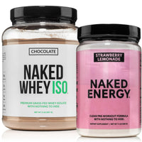 Thumbnail for NAKED Chocolate Whey Isolate Protein Powder (24 Servings) Strawberry Lemonade Energy Pre Workout (30 Servings) – Grass-Fed; Non-GMO; Gluten Free; Soy Free; Vegan Friendly