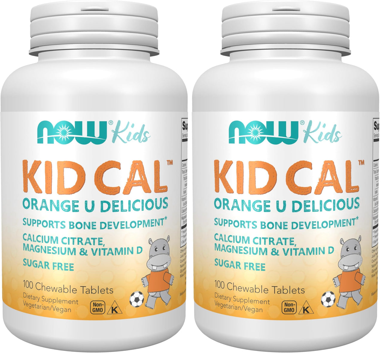 NOW Supplements, Kid Cal with Calcium Citrate, Magnesium and Vitamin D, Tart Orange, 100 Chewables, Packaging May Vary (Pack of 2)