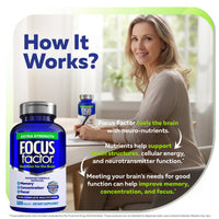 Thumbnail for Focus Factor Adults Extra Strength, 120 Count - Brain Supplement for Memory, Concentration and Focus - Complete Multivitamin with DMAE, Vitamin D, DHA - Trusted Health Vitamins