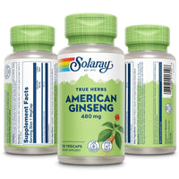 Thumbnail for SOLARAY American Ginseng 480 mg | Adaptogenic Herb | Healthy Stress, Energy & Physical Endurance Support | 50 VegCaps