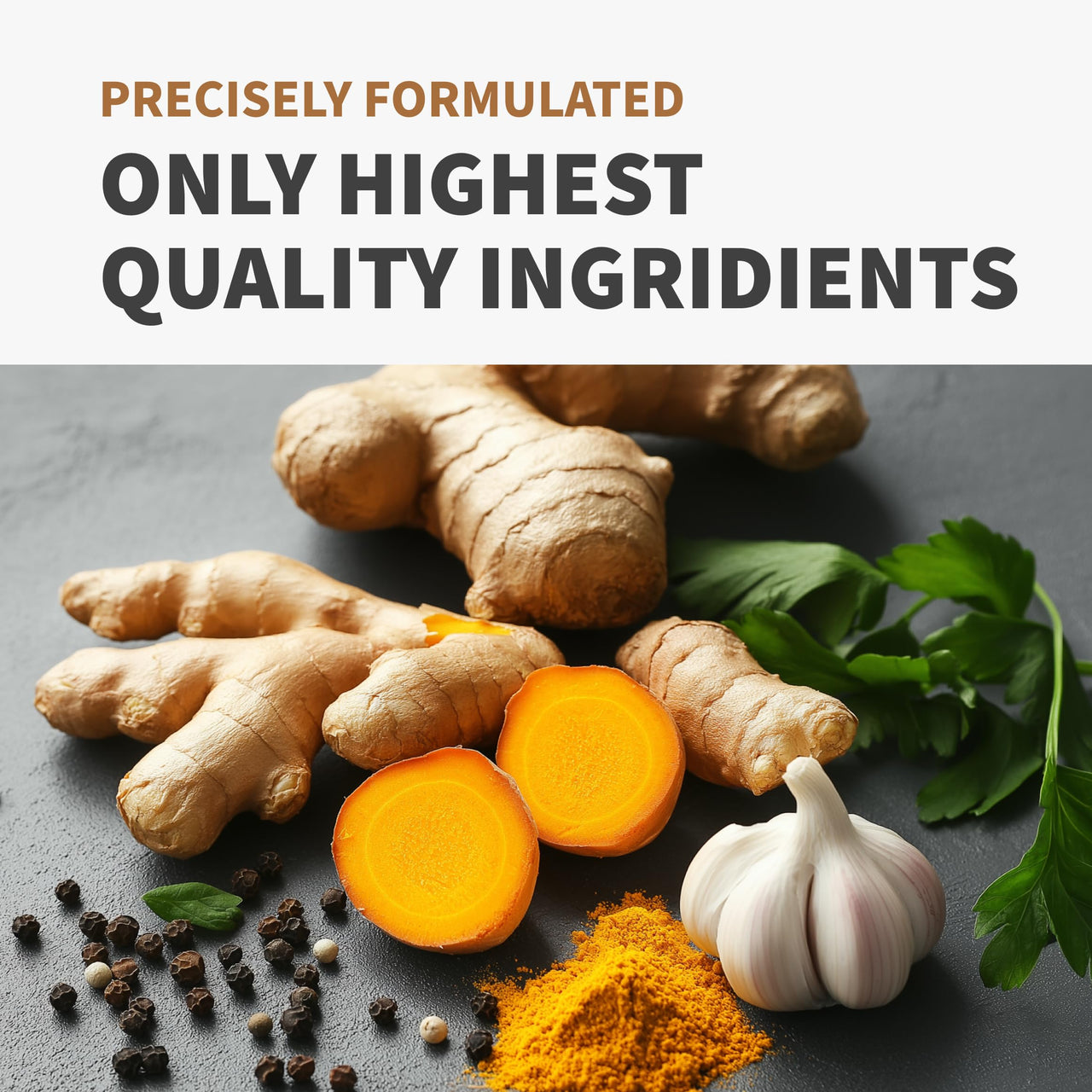 4-in-1 Turmeric and Garlic Supplements with BioPerine – 2360mg Turmeric Ginger Root Capsules with Garlic – High Potency Herbal Blend (120 ct)