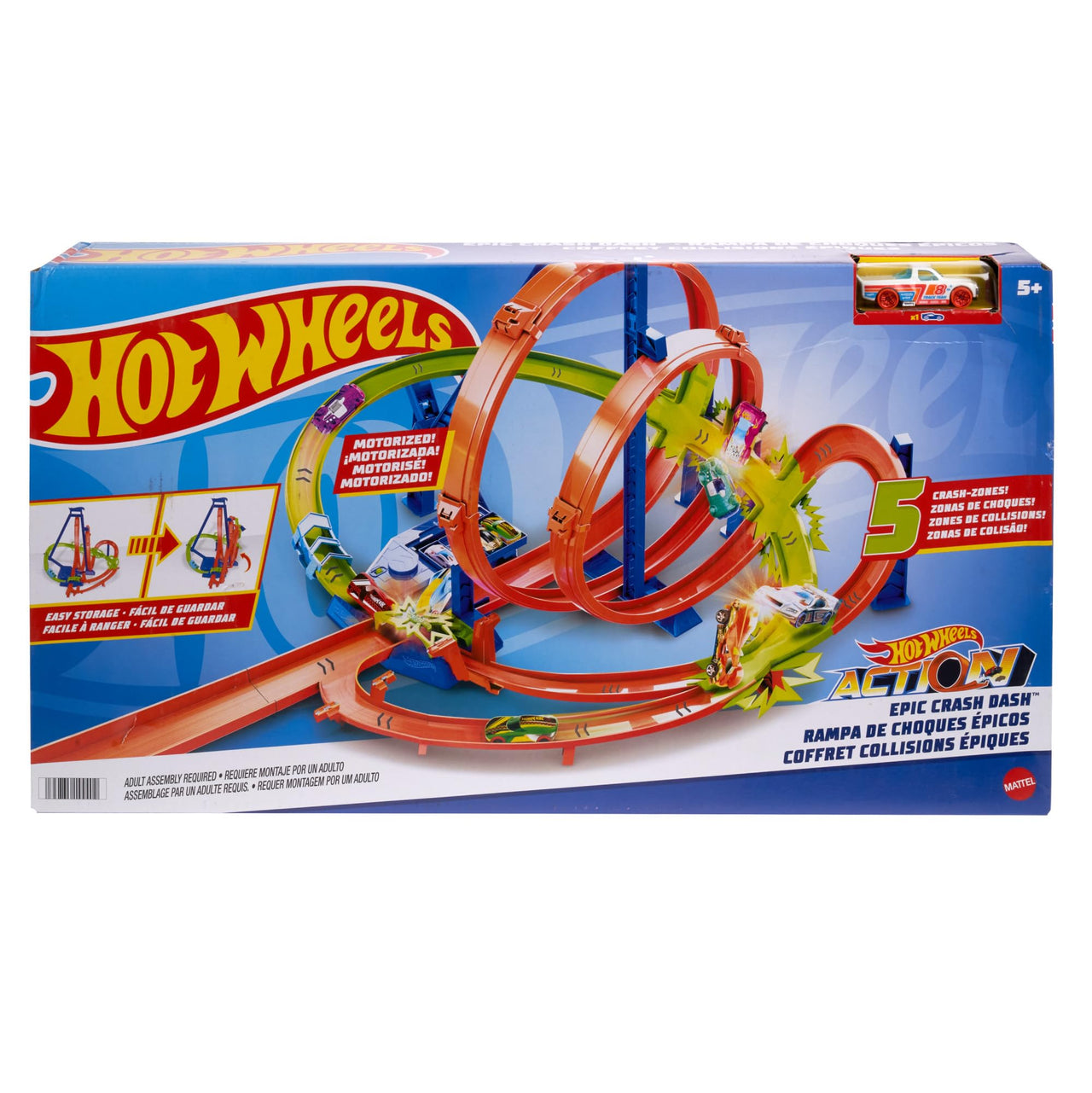 Hot Wheels Action Epic Crash Dash Track Playset & 1:64 Scale Toy Car