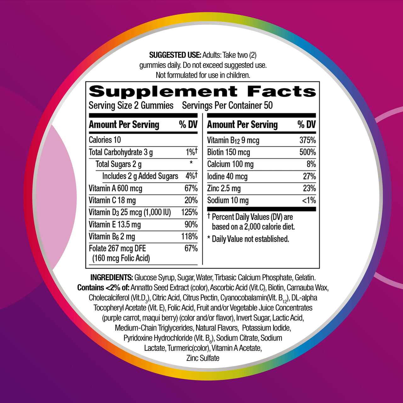 Centrum MultiGummies Gummy Multivitamin for Women, Multivitamin/Multimineral Supplement with Vitamin D3, B and Antioxidants, Assorted Fruit Flavor - 170 Count