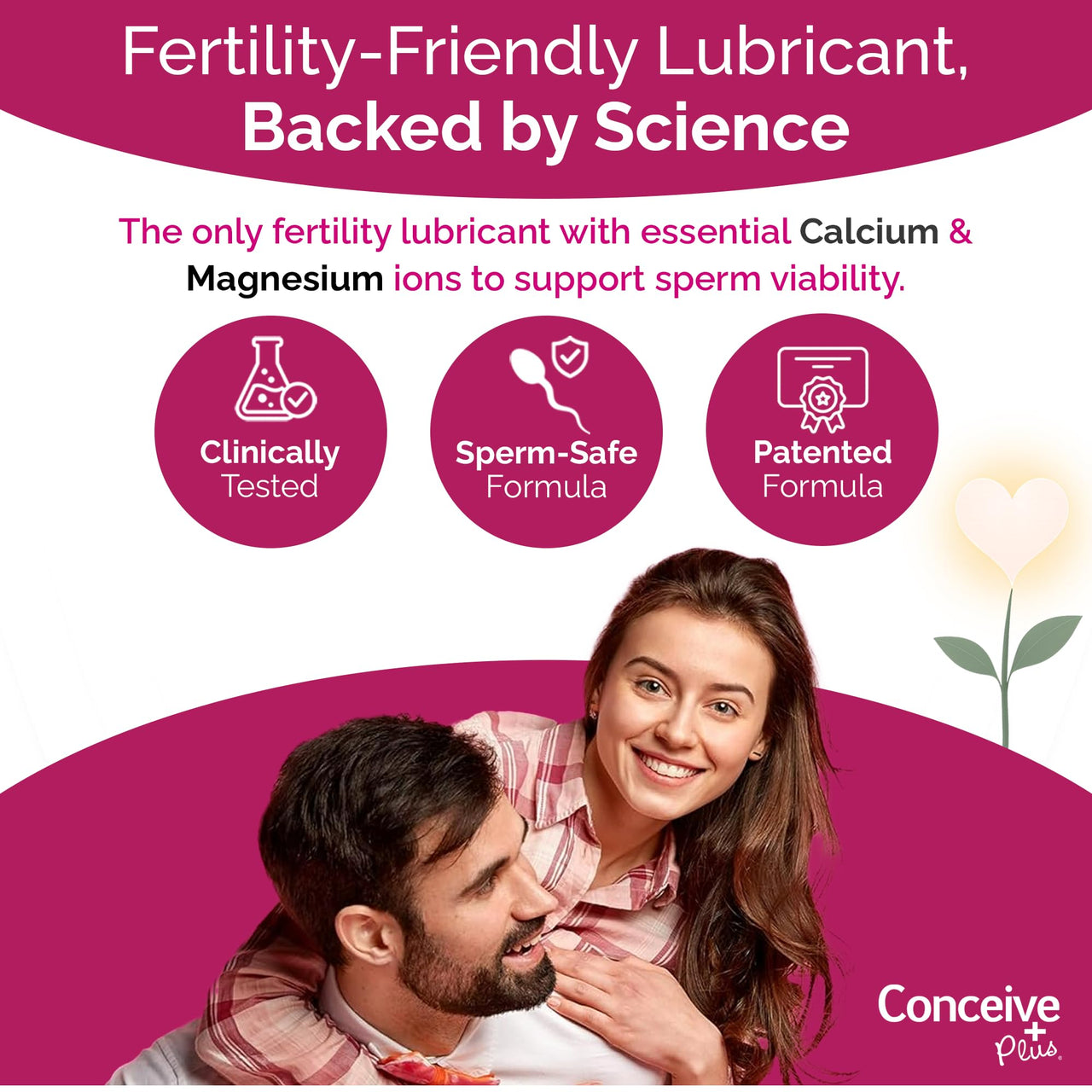 Conceive Plus Fertility Lubricant for TTC Couples – pH Balanced, Sperm Friendly Gel with Magnesium and Calcium – Water Based Fertility Lube – 2.5 oz Tube