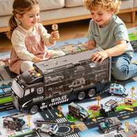 Thumbnail for XINNOVEL Carrier Truck Toddlers Toys for 3 4 5 6 7 Years Old Boys, Toy Truck Transport Car & Die-Cast Car and Play Mat, Police Car Toys Birthday Gifts for Kids 3 4 5 6 7 8+ Years Old Boys Girls