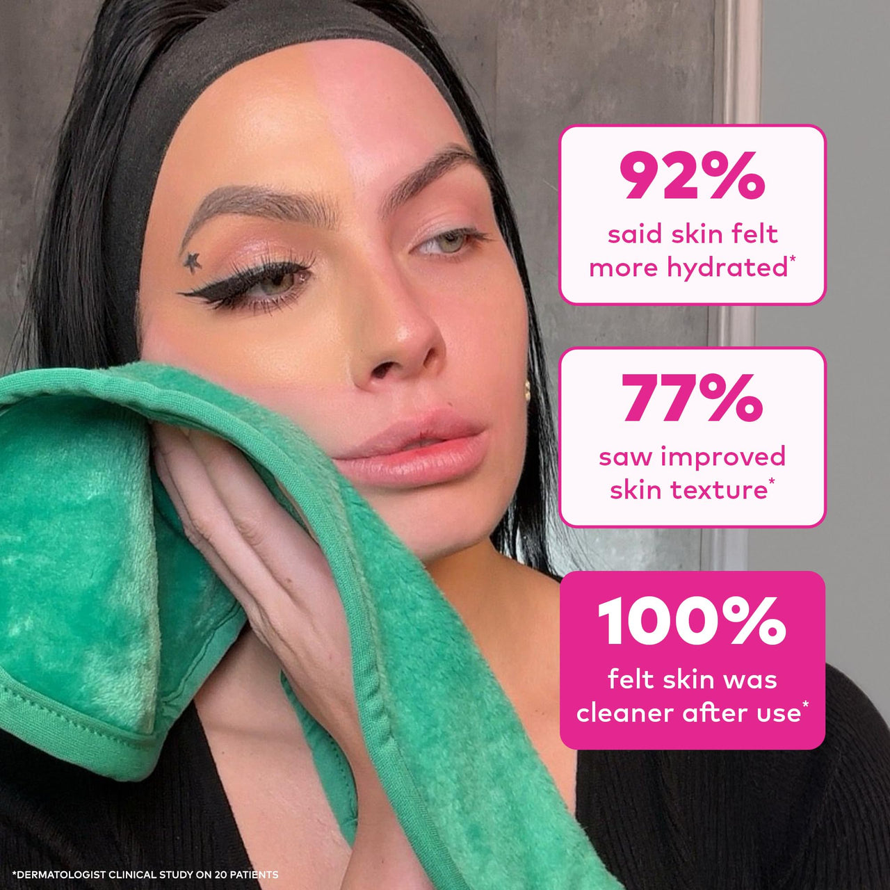 The Original MakeUp Eraser PRO, Effortlessly Remove All Makeup Using Only Water, Including Waterproof Mascara, Eyeliner, Foundation, Lipstick, Sunscreen,and More! Green, 1ct.