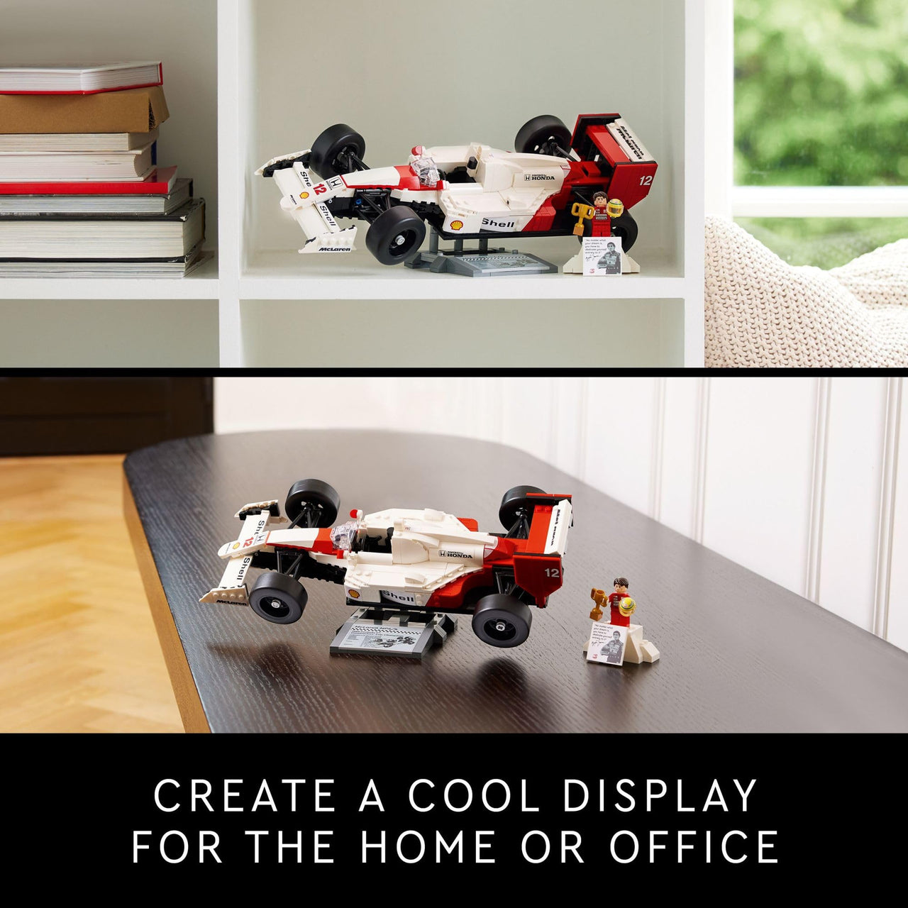 LEGO Icons McLaren MP4/4 & Ayrton Senna Minifigure Model Car Kit - Buildable F1 McLaren Set for Adults, Ages 18+ - Gift for Birthdays - 10330