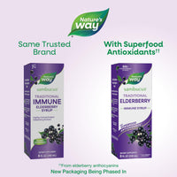 Thumbnail for Nature’s Way Sambucus Elderberry Traditional Immune Syrup, Highly Concentrated Black Elderberry Extract, Traditional Immune Support*, Delicious Berry Flavored, 8 Fl Oz (Packaging May Vary)