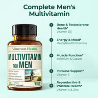 Thumbnail for Multivitamin for Men with Methylated Vitamins and Chelated Minerals for Energy, Focus and Immune Health – Premium Daily Mens Multivitamins & Multiminerals – 60 Capsules