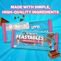 Thumbnail for MrBeast Feastables Milk Chocolate Bar, Full Size, 5 Count, Smooth & Creamy Milk Chocolate Candy, Fairtrade Cocoa, 1.24oz Each