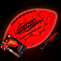 Thumbnail for Wave Runner LED Light-Up Football - Glow in The Dark Football Games- Size 10.35 in. with Pump and Batteries Included | Great for Adults, Teens, Football Fans & Players (Orange W/Cracks)
