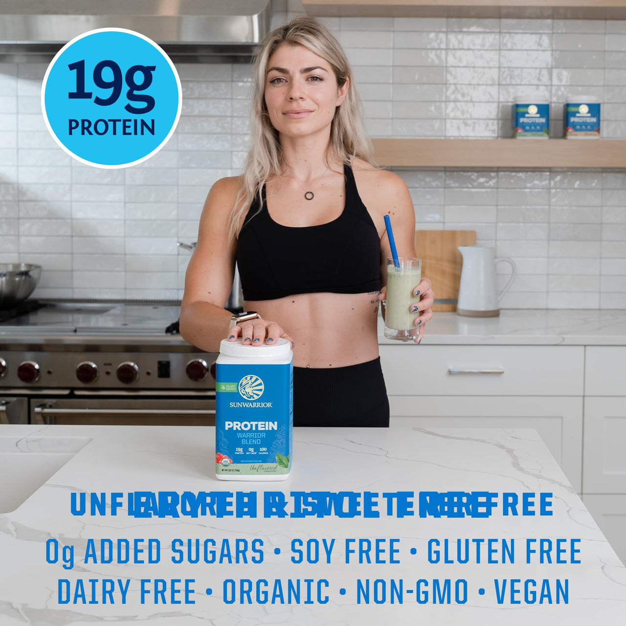 Vegan Organic Protein Powder Plant-based | BCAA Amino Acids Hemp Seed Soy Free Dairy Free Gluten Free Synthetic Free NON-GMO | Unflavored 30 Servings | Warrior Blend by Sunwarrior