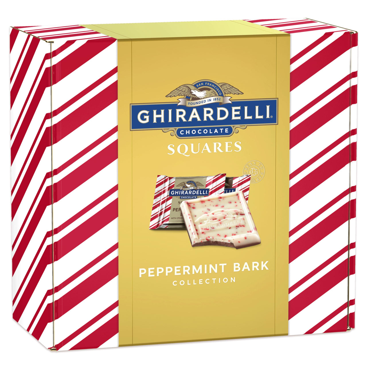 GHIRARDELLI Peppermint Bark SQUARES and Dark Chocolate Peppermint Bark SQUARES Assortment Holiday Gift Box, 24.7 oz