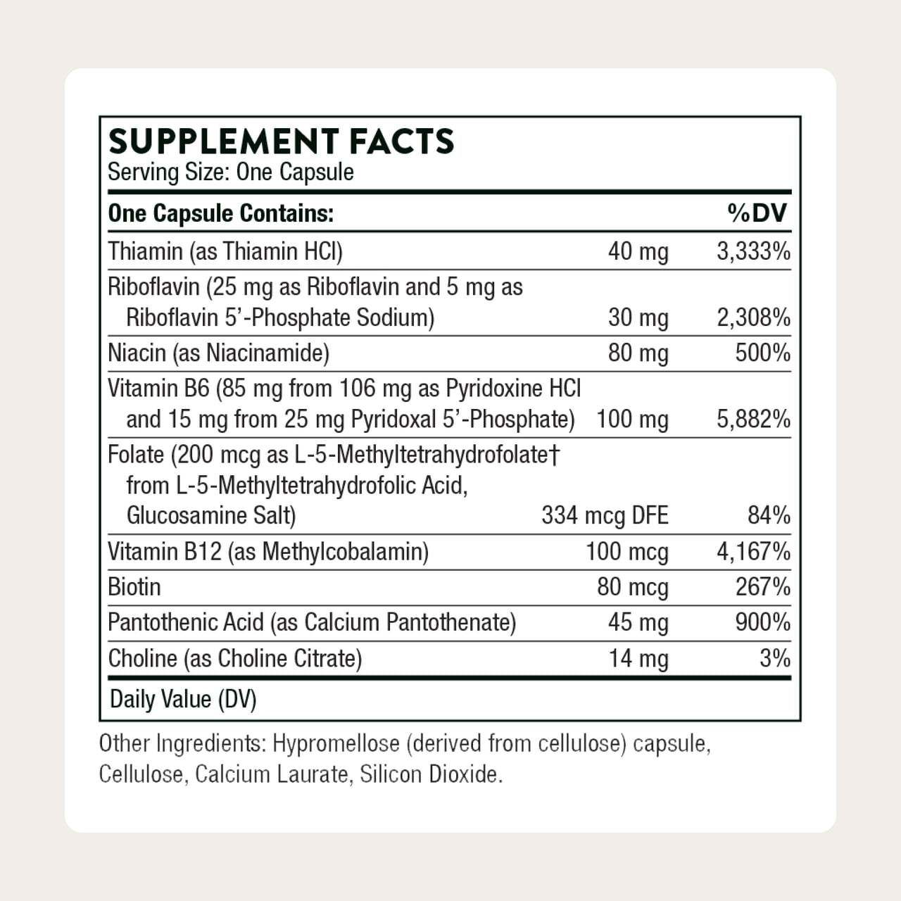 THORNE - B-Complex #6 - Vitamin B Complex with Active Forms of Essential B Vitamins & Extra B6-60 Servings
