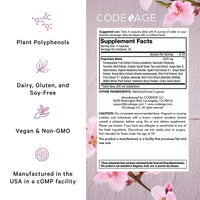 Thumbnail for Codeage Polyphenols Supplement - Organic Green Tea Pills, Quercetin, Pomegranate, Turmeric - Resveratrol & Plant Polyphenols Foods - Polyphenol Nutrients - Vegan, Non-GMO - 2 Pack