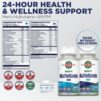 Thumbnail for KAL Men's Multivitamin AM/PM, Antioxidants Supplement, Muscle, Immune, Electrolyte Balance, Overall Wellness Support, Made Without GMOs and Soy, Vegan, 30 Servings, 120 Tablets