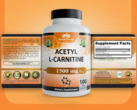Thumbnail for NaturaLife Labs Acetyl L-Carnitine (ALCAR) 1500 mg per Serving – 100 Capsules – Non-GMO, Gluten-Free, Vegan