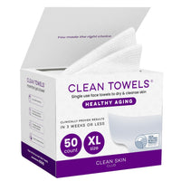 Thumbnail for CLEAN SKIN CLUB Healthy Aging Clean Towels® XL, Smooths Fine Lines Wrinkles & Texture, Disposable Face Dry Wipes, XL - 1 Pack (50 count)