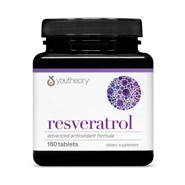 Youtheory Resveratrol Advanced Antioxidant Formula - Premium Antioxidant Supplement with Super-Fruit Blend - Contains ResVida - Dairy, Soy & Gluten Free - 160 Tablets