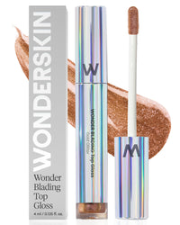 Thumbnail for Wonderskin Wonder Blading Top Gloss - Gold Lip Gloss, Non-Sticky, Hydrating Lipgloss & Long Lasting Glitter Lip Gloss For Women (Gold Glitter)