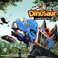 Thumbnail for LUCKFUTURE Dinosaur Truck Toy, Blue Triceratops with Projectile Launcher - Shoots Vehicles, Dino Toy Truck with Storage for Children 3-7