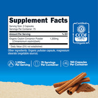 Thumbnail for Nutricost Organic Cinnamon (Ceylon Cinnamon) 1,200mg Serving, 150 Capsules - Gluten Free, Non-GMO