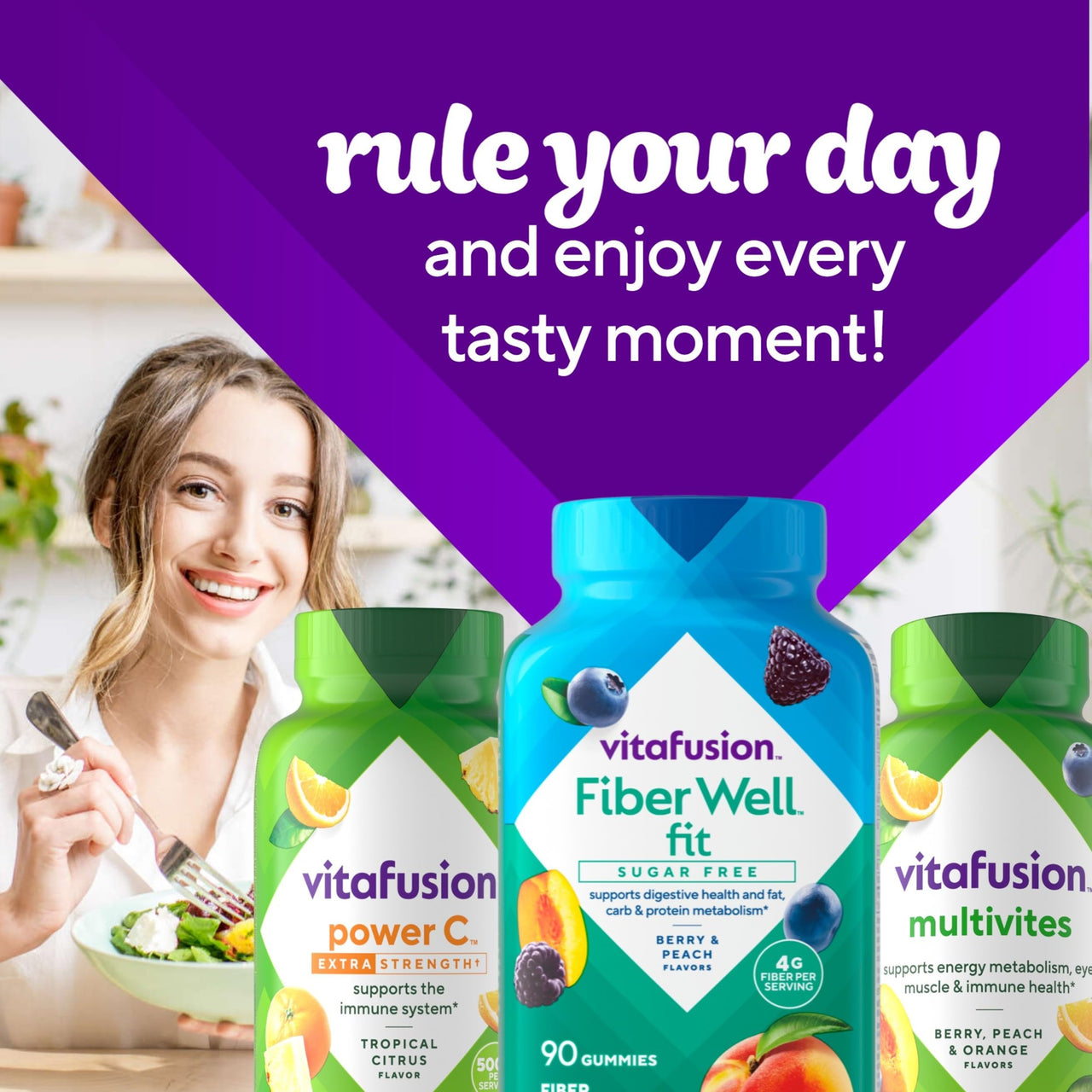 Vitafusion Fiber Well Fit Gummies Supplement, 90 Count (Packaging May Vary)