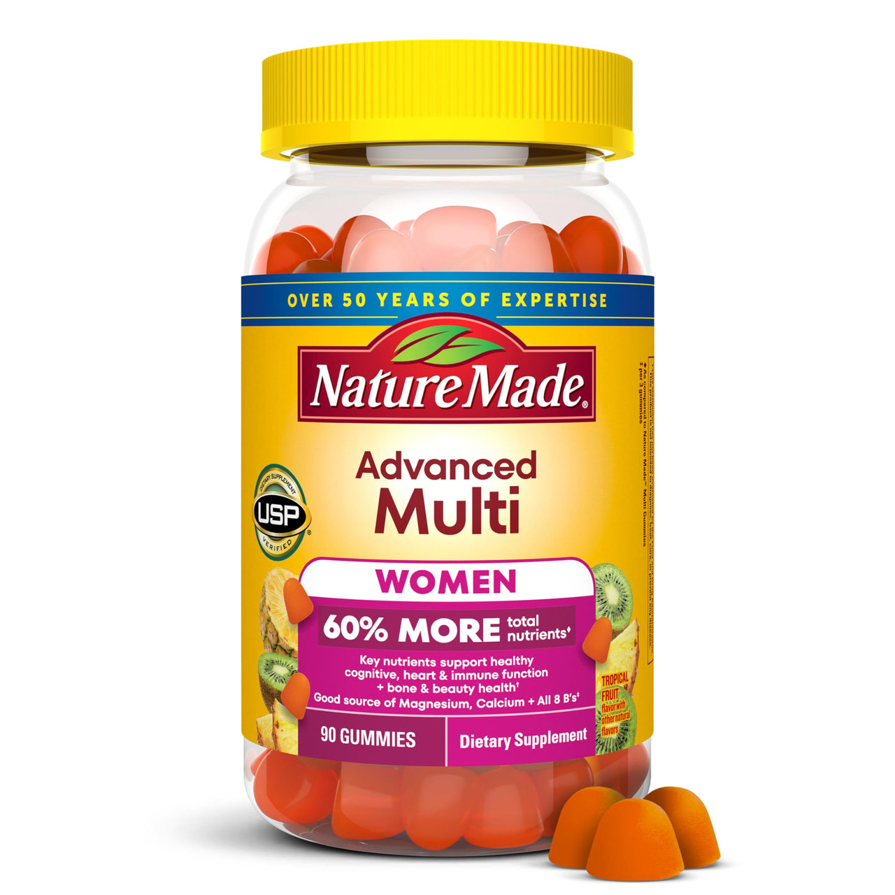 Nature Made Advanced Womens Gummy Multivitamins with Magnesium Citrate, Calcium, B Vitamins, Multivitamin Gummies for Women, 90 Multi Vitamin Gummies, 30 Day Supply