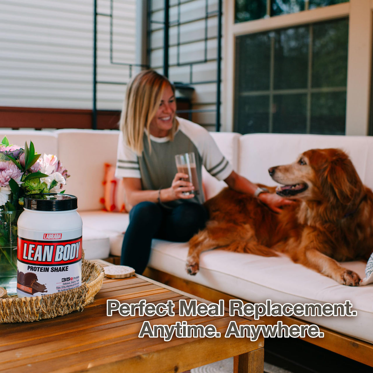 Lean Body All-in-One Chocolate Meal Replacement Shake. 35g Protein, Whey Blend, 7g Healthy Fats & Fibre, 22 Vitamins and Minerals, No Artificial Colours, Gluten Free LABRADA