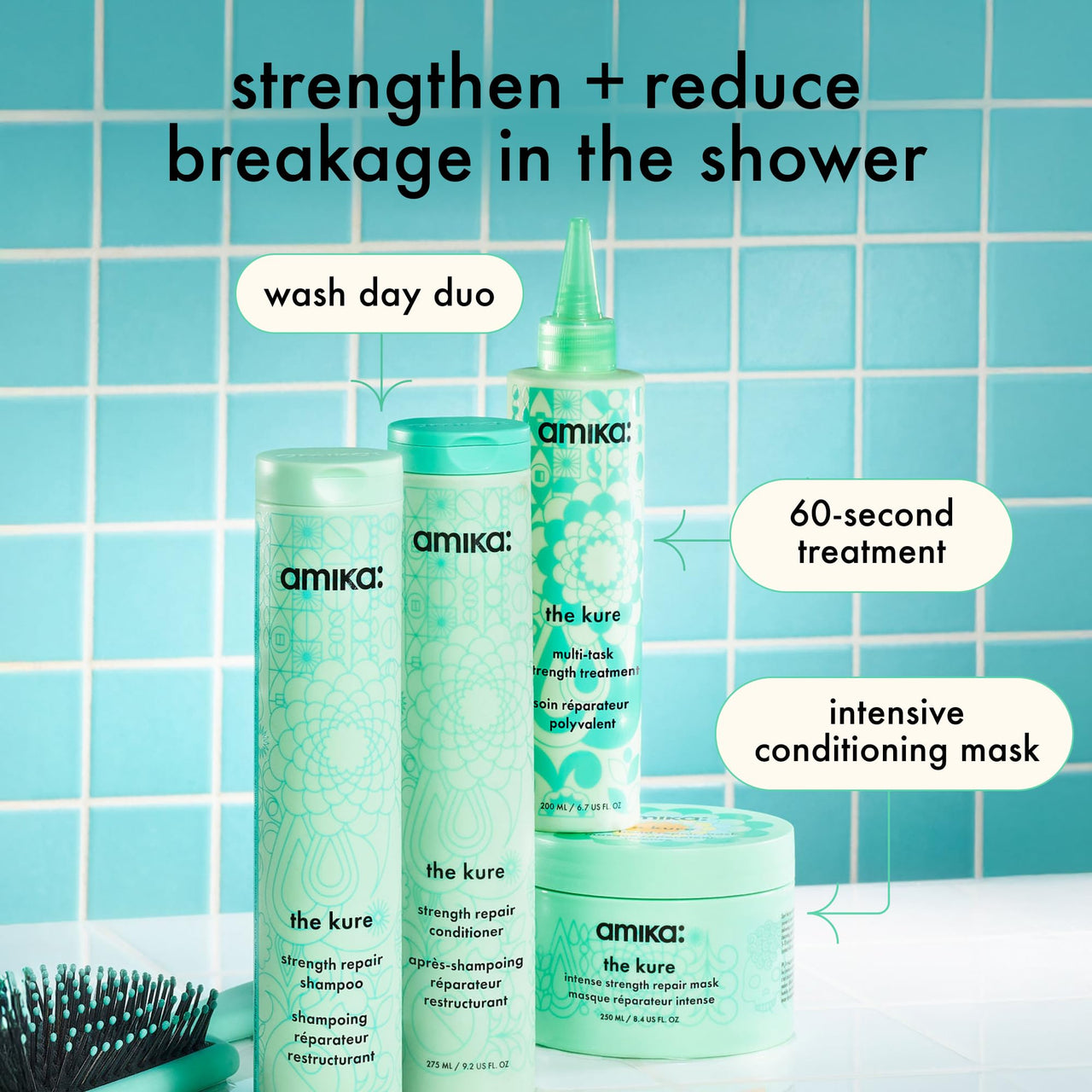 amika the kure strength repair shampoo, 275ml