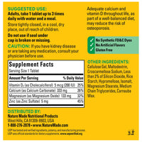 Thumbnail for Nature Made Calcium Magnesium Zinc with Vitamin D3, Dietary Calcium Supplement for Bone Support, 300 Tablets
