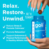 Thumbnail for Goli Ashwagandha & Vitamin D Gummy 120 Count - Relax. Restore. Unwind. (Mixed Berry, KSM-66, Vegan, Plant Based, Non-GMO, Gluten-Free & Gelatin Free), Pack of 2