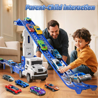 Thumbnail for Transport Truck Toys for 3 4 5 6 7 Years Old Boys,Toys Cars Track Set Transporter Trucks with 12 Die-Cast Car Toys 2 Race catapults Dual-Track Model,Toddler Car Toy Set for Kids Boys Girls