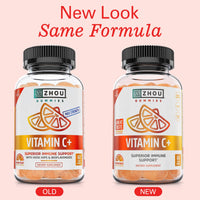 Thumbnail for Zhou Vitamin C+ Gummies - Vitamin C Gummies for Adults and Kids, 270 mg per Gummy with Bioflavinoids and Acerola for Immune Support - 60 Vegan Gummies