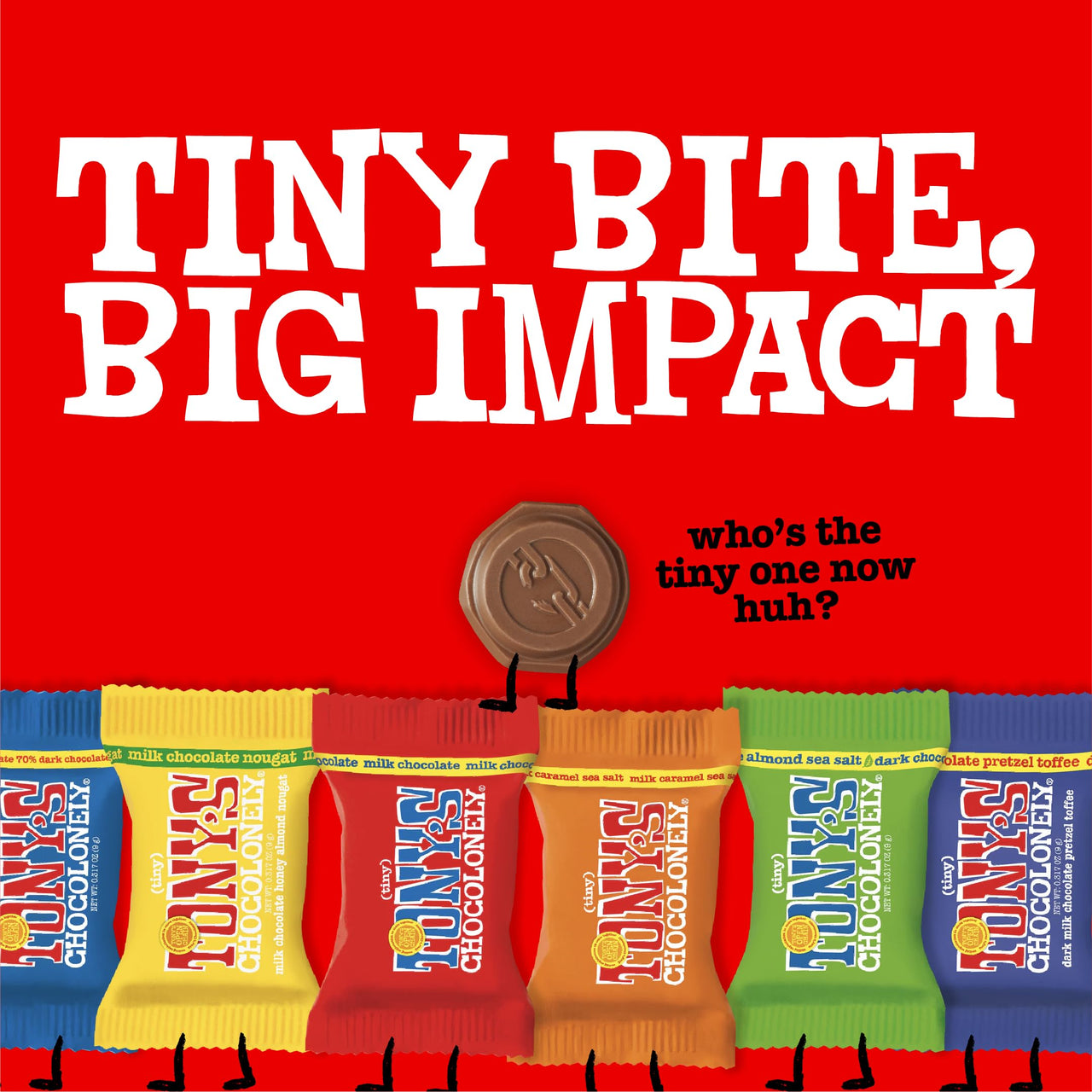Tony’s Chocolonely Assorted Chocolate Candy Pieces, Belgian Milk & Dark Chocolate, Caramel Sea Salt, Almond Sea Salt, Honey Almond Nougat, Pretzel Toffee, Made From Quality Fairtrade Cocoa, 4.44 Oz