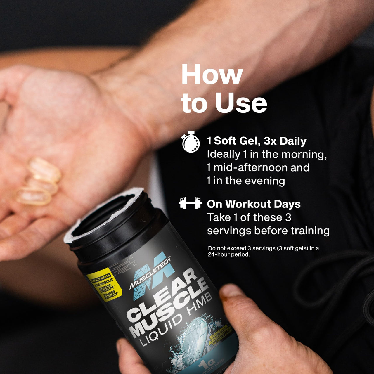 Muscletech HMB Supplements 1000mg, Clear Muscle (84 Liquid Softgels) - Highest Grade HMB for Lean Muscle & Recovery, HMB Free Acid Muscle Supplement, Help Decrease Muscle Breakdown, Packaging May Vary