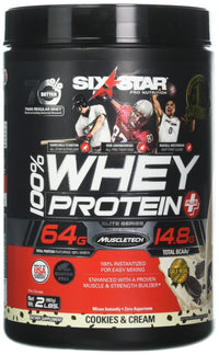 Thumbnail for Whey Protein Powder | Six Star Whey Protein Plus | Whey Protein Isolate & Peptides | Lean Protein Powder for Muscle Gain | Muscle Builder for Men & Women | Cookies and Cream, 2 lbs (Package Varies)