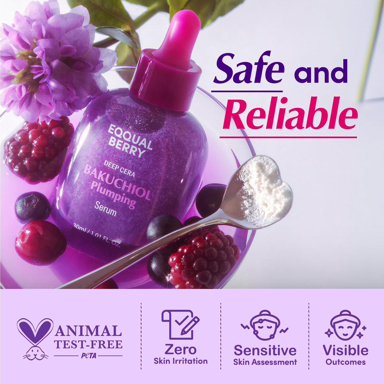 EQQUALBERRY Bakuchiol Plumping Serum – Pore and Wrinkle Minimizer | Retinol Alternative for Sensitive Skin | Enhances Firmness and Elasticity with Ceramide, 1.01oz / 30ml