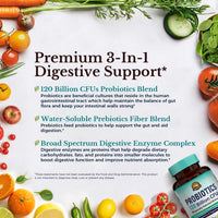 Thumbnail for VITALITOWN Probiotics 120 Billion CFUs | 36 Strains, with Prebiotics & Digestive Enzymes for Men Women | Shelf Stable | Digestive Health & Immune Support | Vegan, Non-GMO | 30 Delayed Release Veg Caps