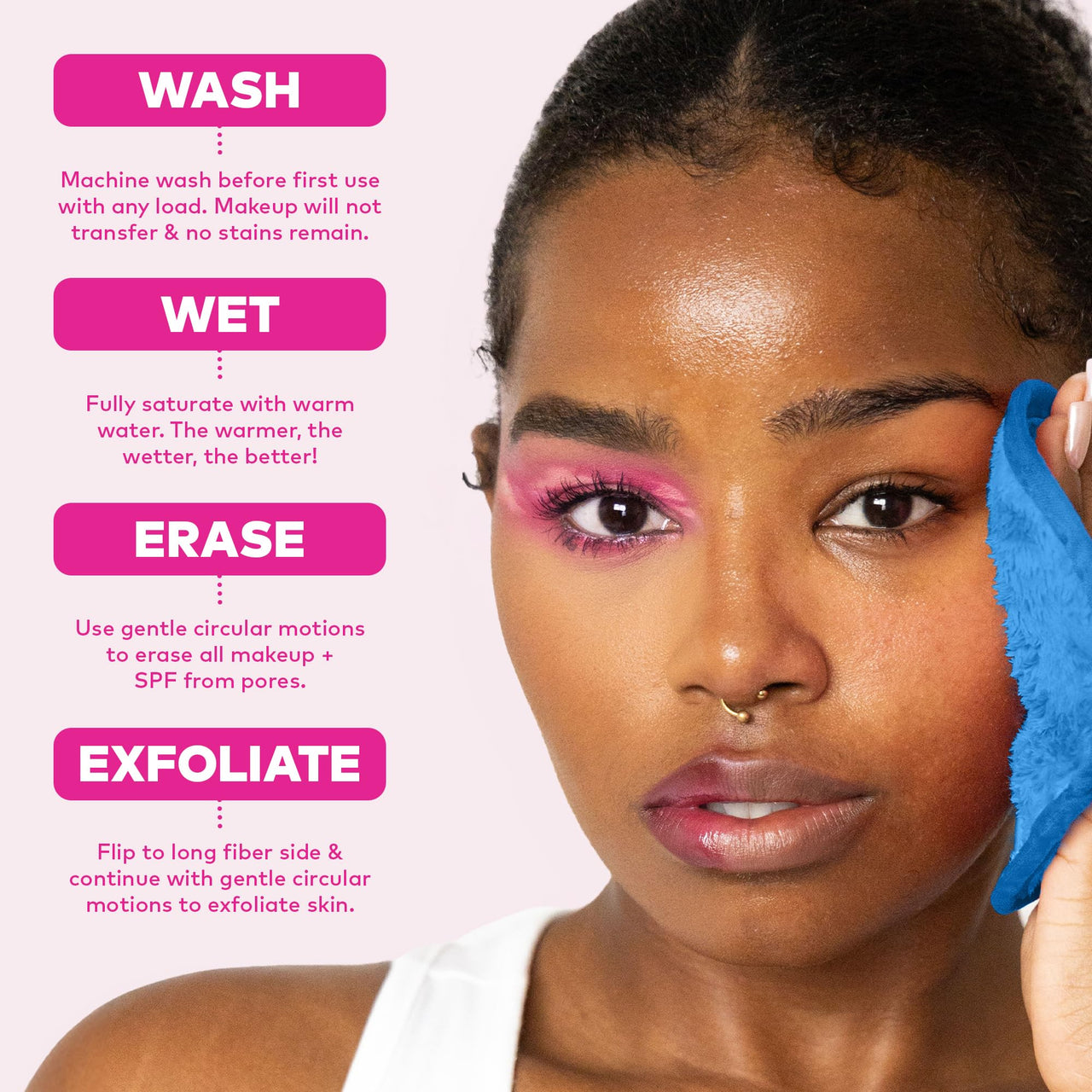 The Original MakeUp Eraser PRO, Effortlessly Remove All Makeup Using Only Water, Including Waterproof Mascara, Eyeliner, Foundation, Lipstick, Sunscreen,and More! Berry Blue, 1ct