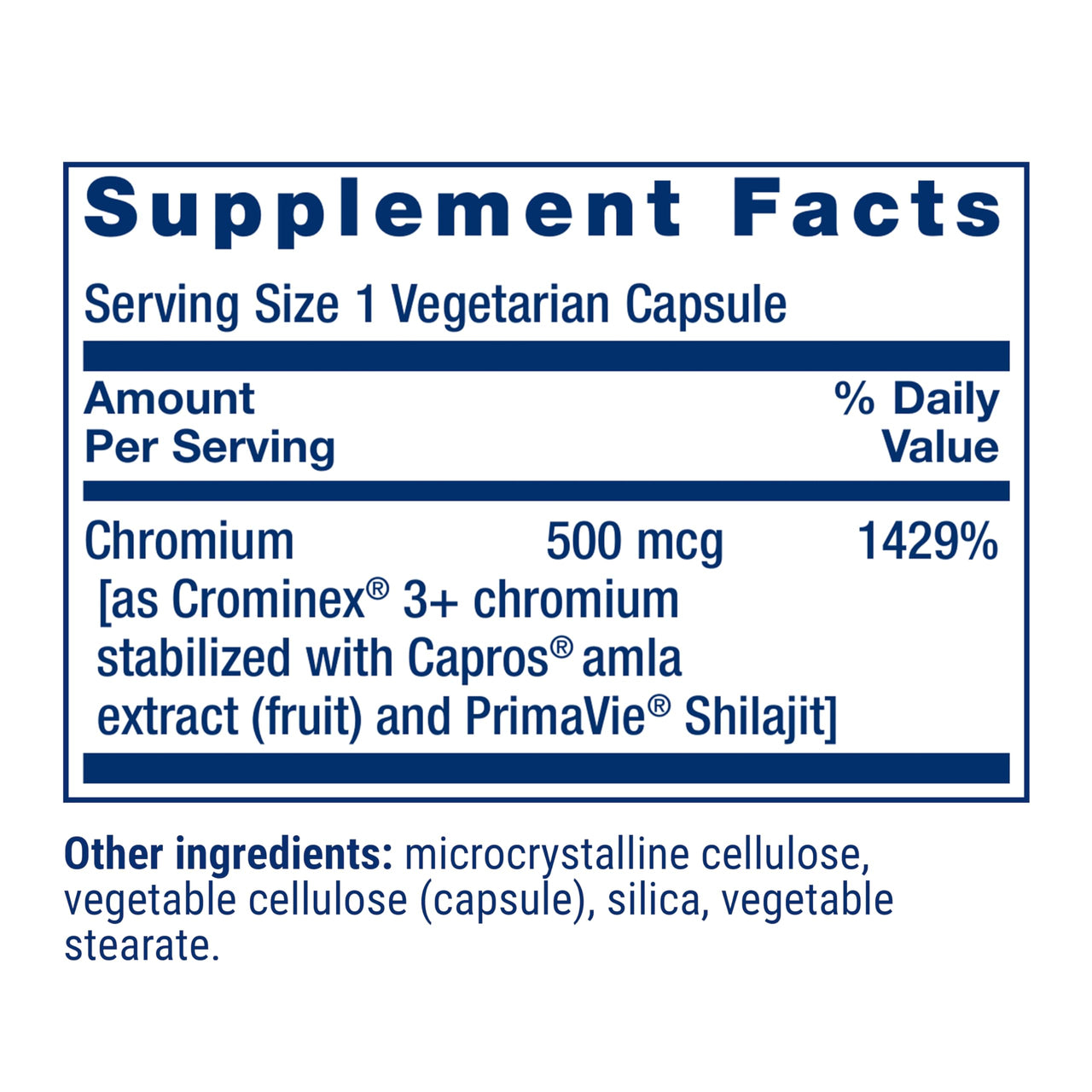 Life Extension Optimized Chromium with Crominex 3+ 500 mcg, Metabolism Health, Healthy Balance, Vegetarian, Gluten Free, Non-GMO, 500 mcg, 60 Vegetarian Capsules