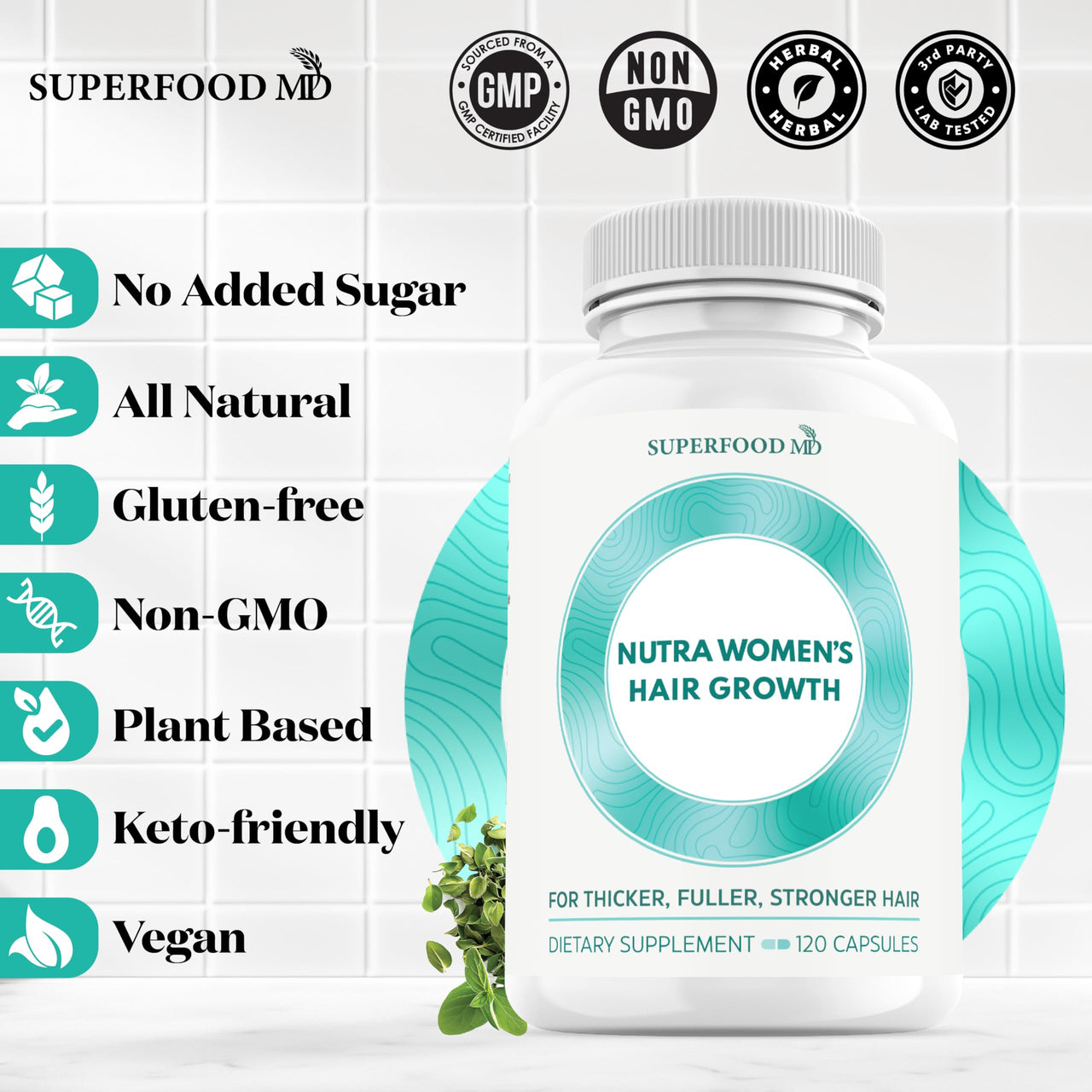 Women's Balance Hair Growth Supplements, Ages 45 and Up, Customer Proven for Visibly Thicker Hair and Scalp Coverage, Soy-Free, Made with 26 Ingredients Including Beta Carotenes - 1 Month Supply