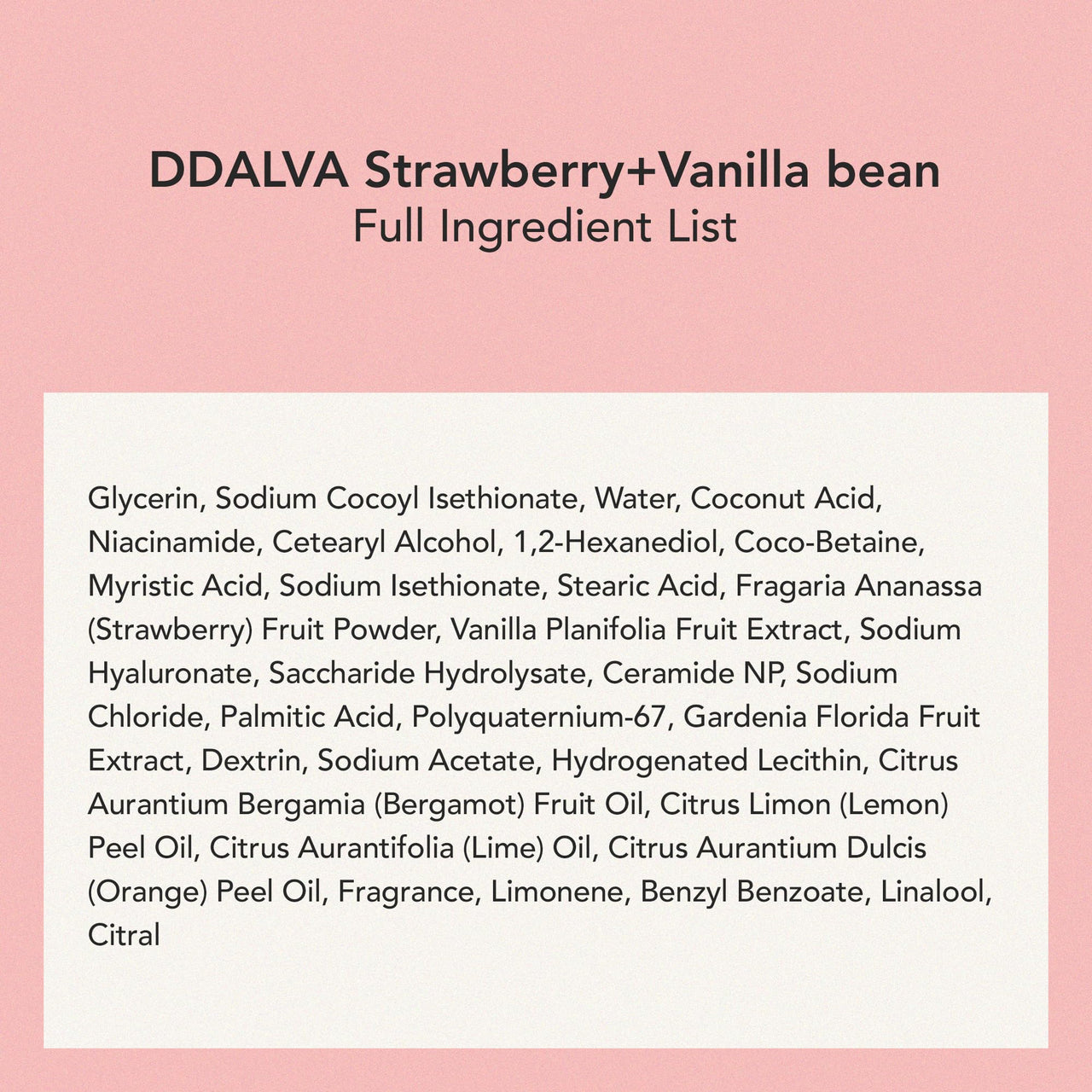 WHIPPED Cream Facial Cleanser Ddalva - Strawberry & Vanilla bean Face Wash - For Dry Dull Skin, Radiant Glow - Moisturizing Cleanser, Niacinamide, Hyaluronic Acid, Vegan Korean Skincare, 2.8 oz