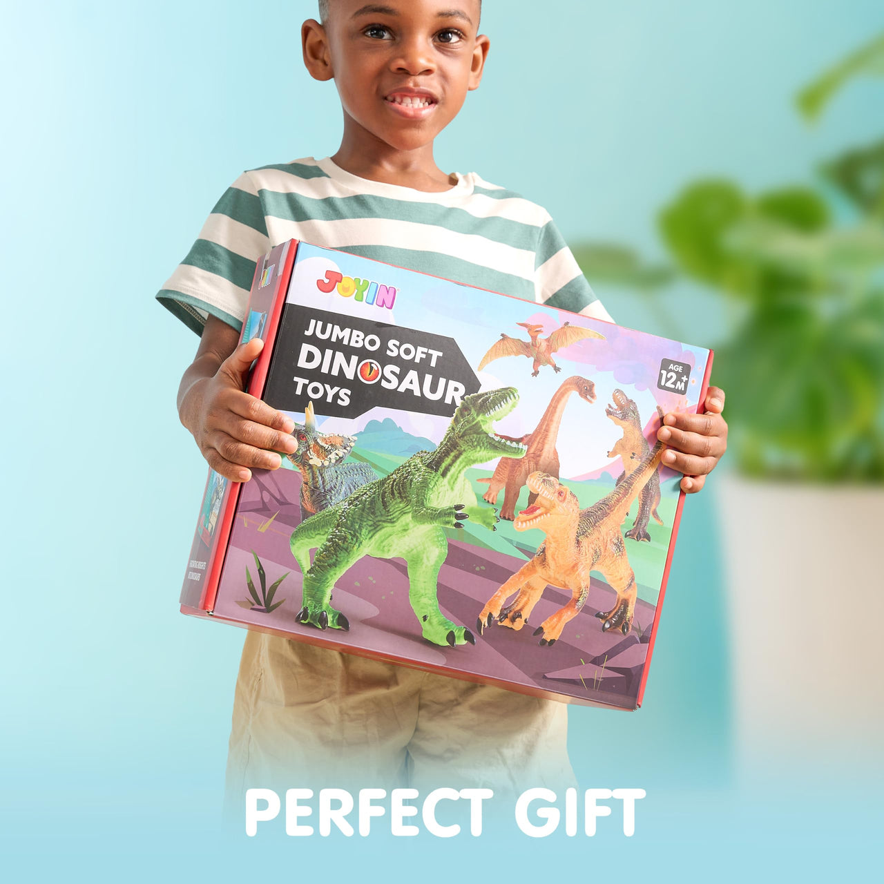 JOYIN Big Dinosaur Toys for Toddlers, 6 Piece Large Soft Dinosaur Figures with an Educational Book, Jumbo Realistic Toys for Boys and Girls Gift, Birthday Easter Gifts for Kids Ages 1 2 3 4 5