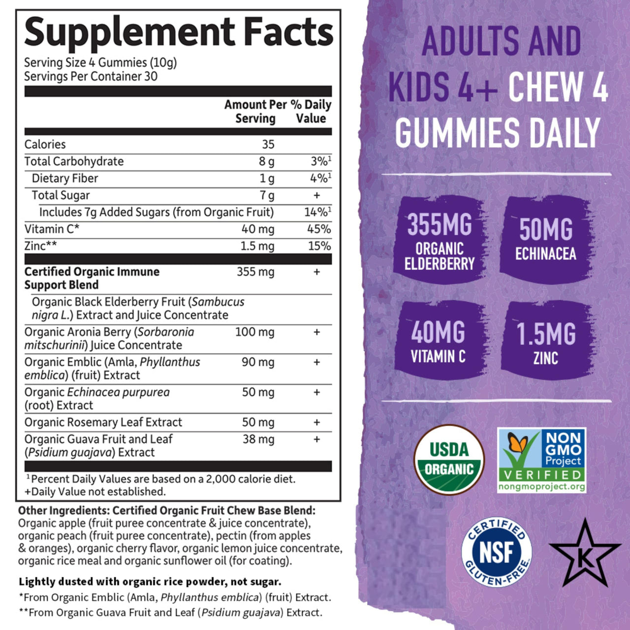 Garden of Life Elderberry Gummies for Adults & Kids Immune Support with Magnesium Citrate Gummies for Stress, Sleep & Recovery