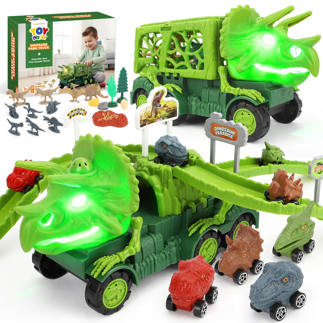 TOY Life Dinosaur Transport Truck Playset, 57 Pieces, Ages 3+