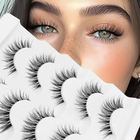 Thumbnail for Veleasha Lashes Wispy False Eyelashes 100% Handmade Eyelashes Natural Look Fake Lashes Lightweight Lashes with Soft Clear Band 5 Pairs Pack (G2)