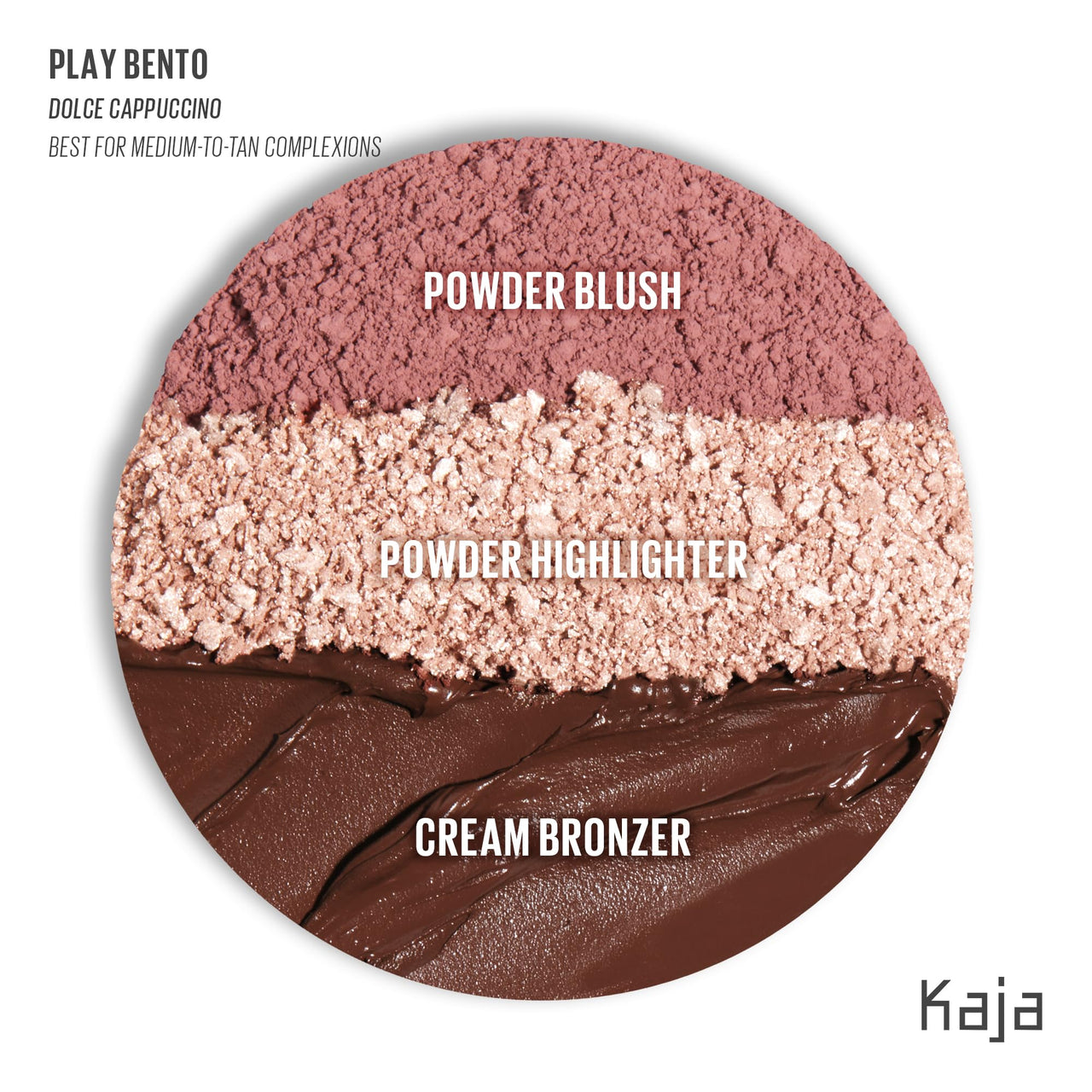KAJA 3 Colors Palette - Play Bento_Dolce Cappuccino | Powder Blusher, Highlighter, Cream Bronzer, Creamy Application, with Mango Seed Butter, Powdery Finish, Lightweight Formula, Neutral
