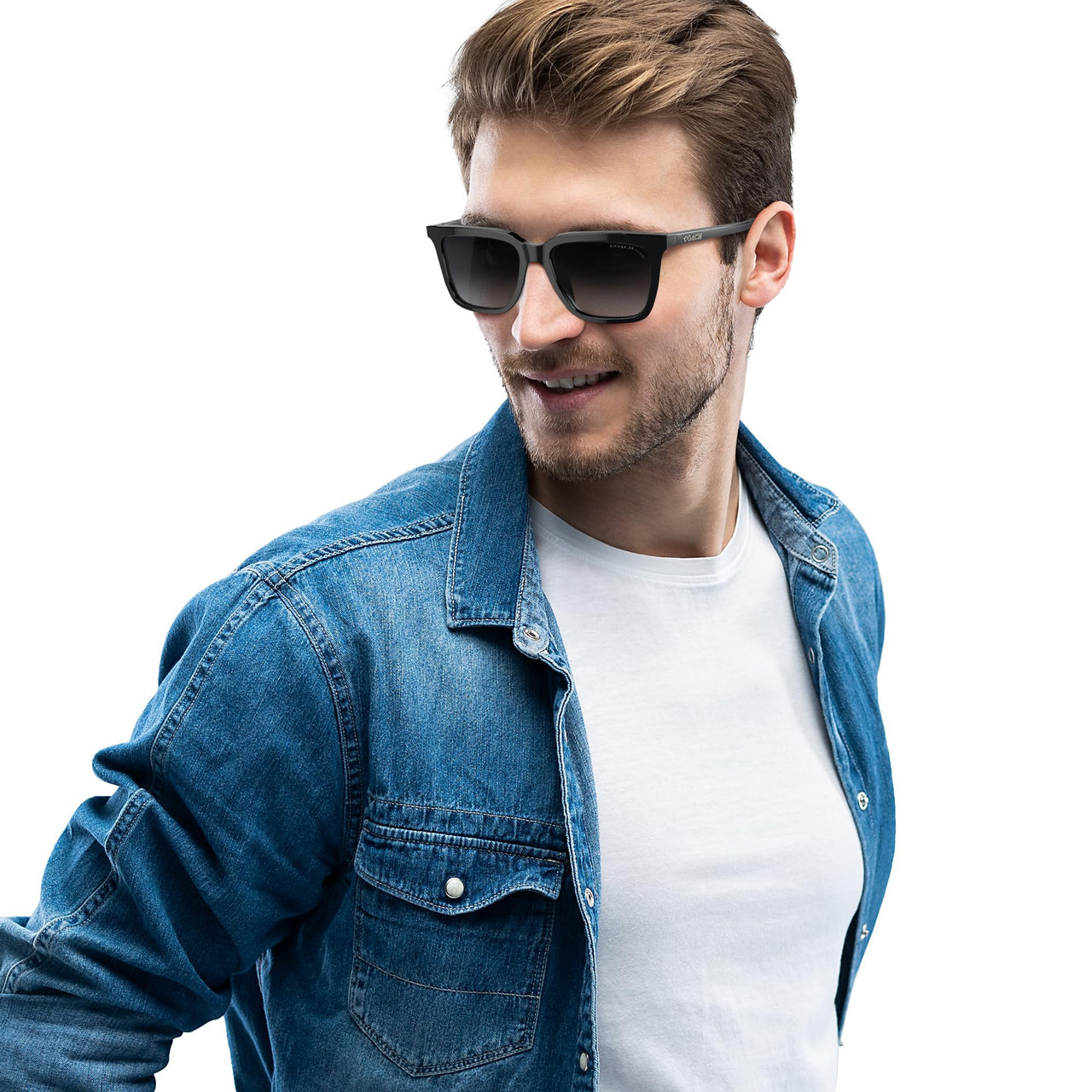Coach HC8385U Universal Fit Sunglasses, Black/Grey Gradient Polarized, 54 mm