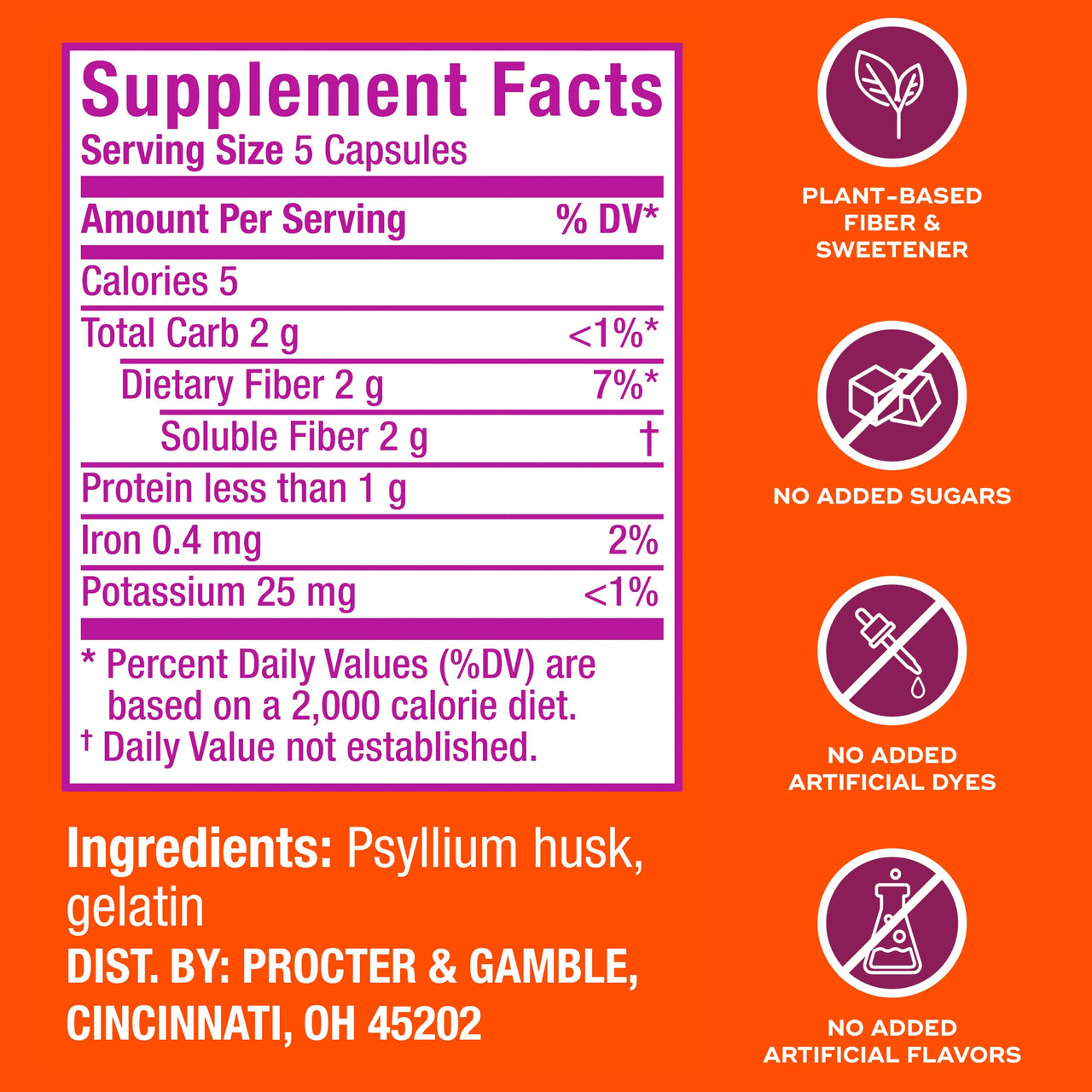 Metamucil, Psyllium Husk Capsules, 300 Capsules, 3-in-1 Fiber Supplement, Daily Psyllium Husk Fiber Capsules Help Support Digestive Health by Promoting Regularity*, Help Supplement Daily Fiber Intake